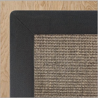 Heavy Ribbed Granite Sisal with 2 Inch Charcoal Cotton Border 4.0(L) x 3.5(W)